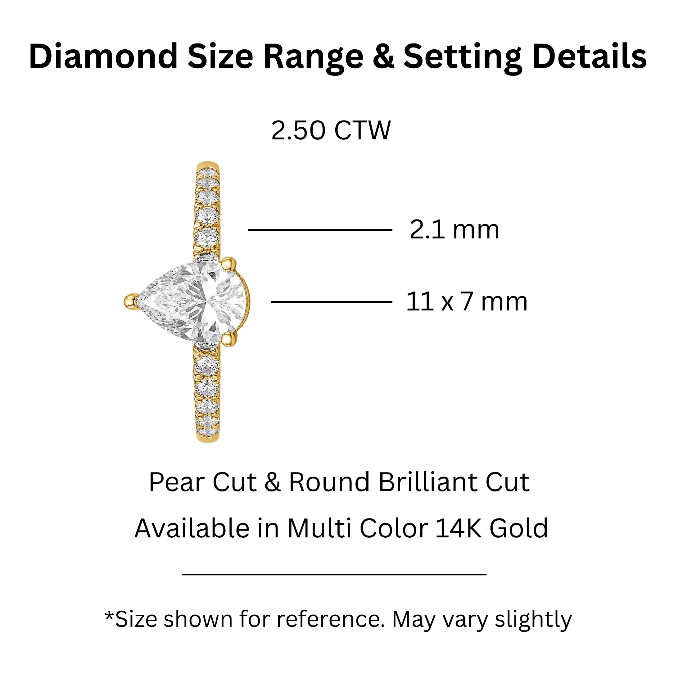 1.50-4.50 Carat T.W. Pear and Round-cut Lab Grown Diamond (F/VS+) 14K Gold Solitaire Band Ring