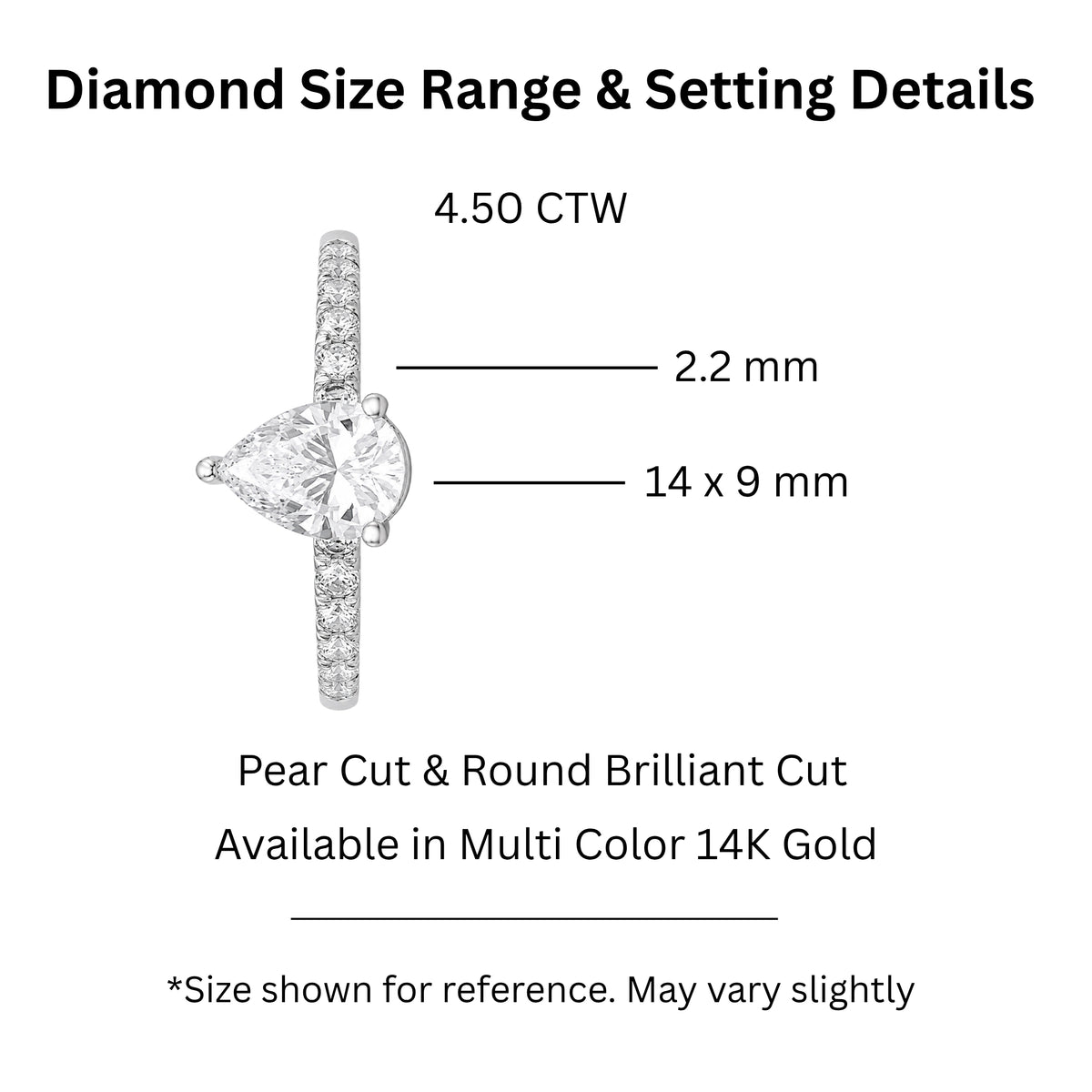 1.50-4.50 Carat T.W. Pear and Round-cut Lab Grown Diamond (F/VS+) 14K Gold Solitaire Band Ring