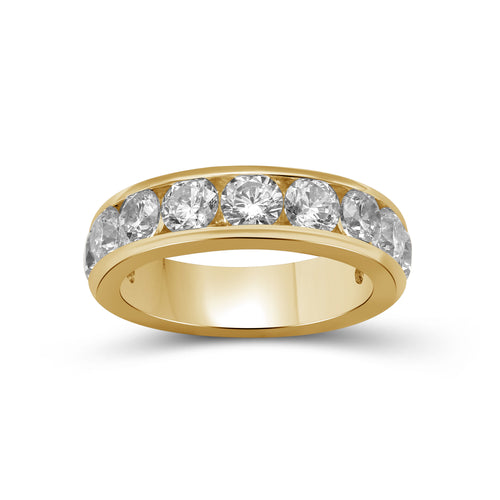 0.50 - 3.00 Carat T.W. Round-cut Lab Grown Diamond (F/VS+) 14K Gold 11 Stone Channel Set Ring