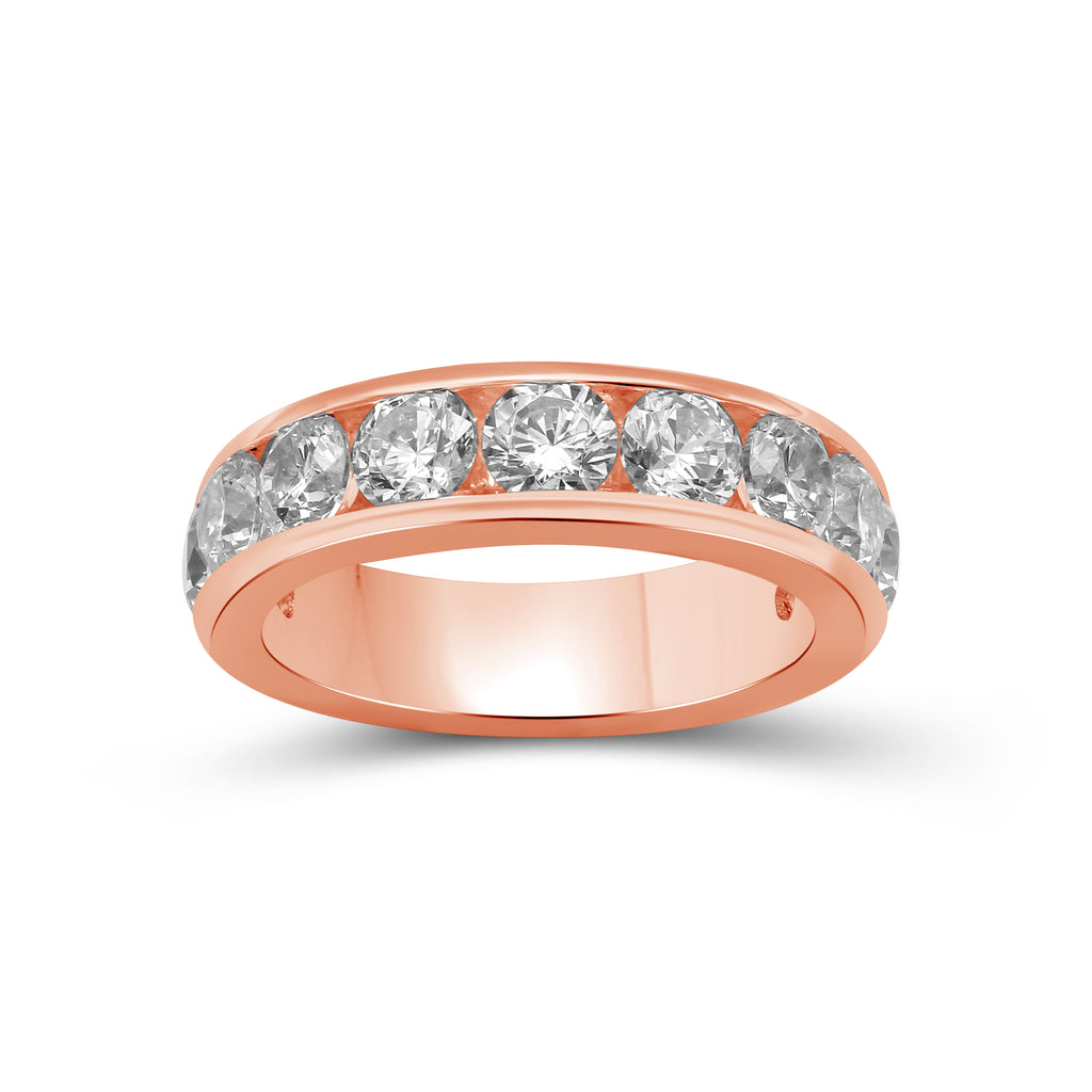 0.50 - 3.00 Carat T.W. Round-cut Lab Grown Diamond (F/VS+) 14K Gold 11 Stone Channel Set Ring