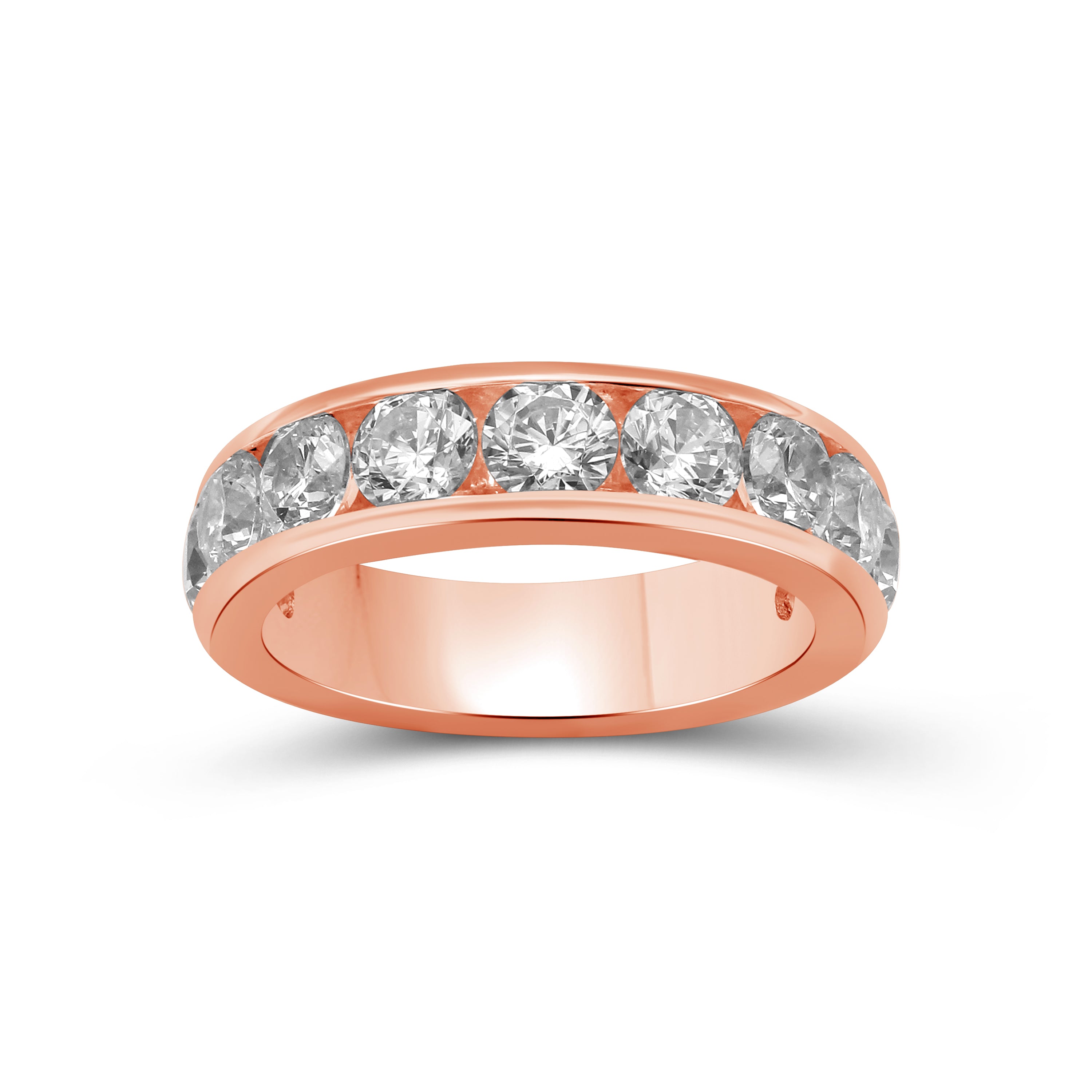 0.50 - 3.00 Carat T.W. Round-cut Lab Grown Diamond (F/VS+) 14K Gold 11 Stone Channel Set Ring