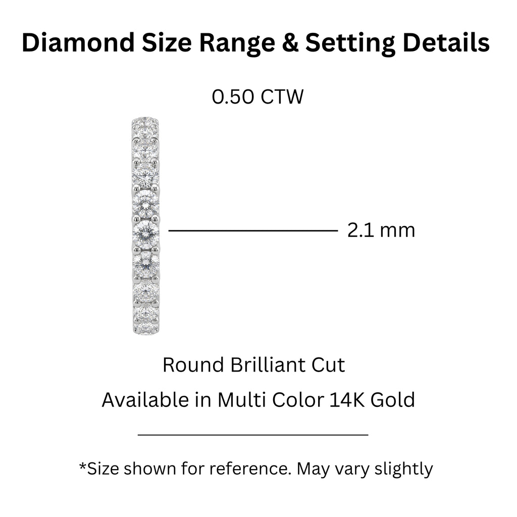 0.50 -1.00 Carat T.W. Round-cut Lab Grown Diamond (F/VS+) 14K Gold 13 Stone Band Ring