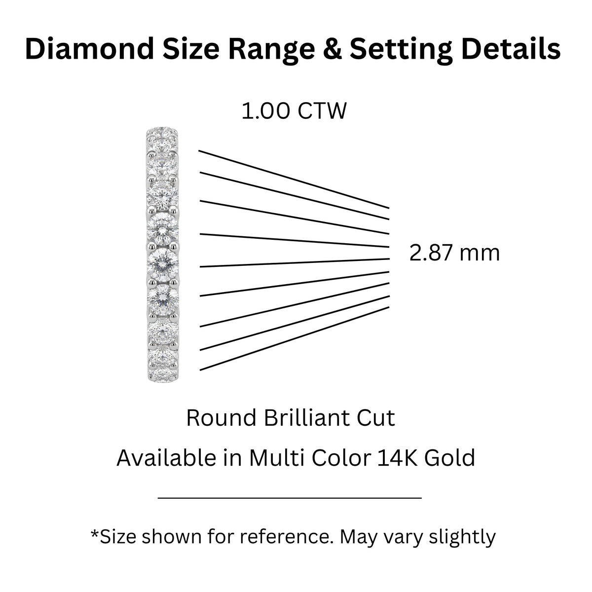1.00 -3.00 Carat T.W. Round-cut Lab Grown Diamond (F/VS+) 14K Gold 11 Stone Band Ring