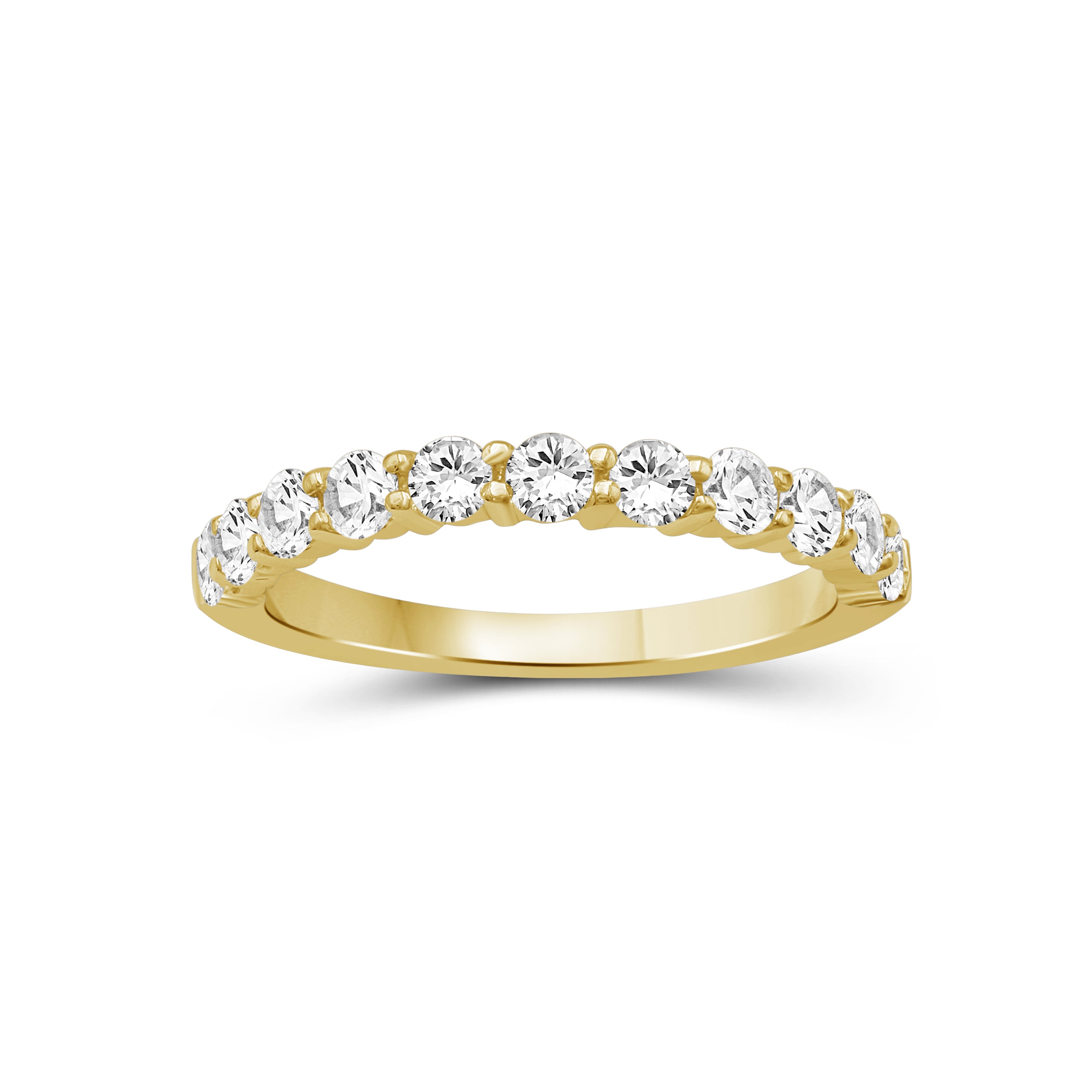 1.00 -3.00 Carat T.W. Round-cut Lab Grown Diamond (F/VS+) 14K Gold 11 Stone Band Ring