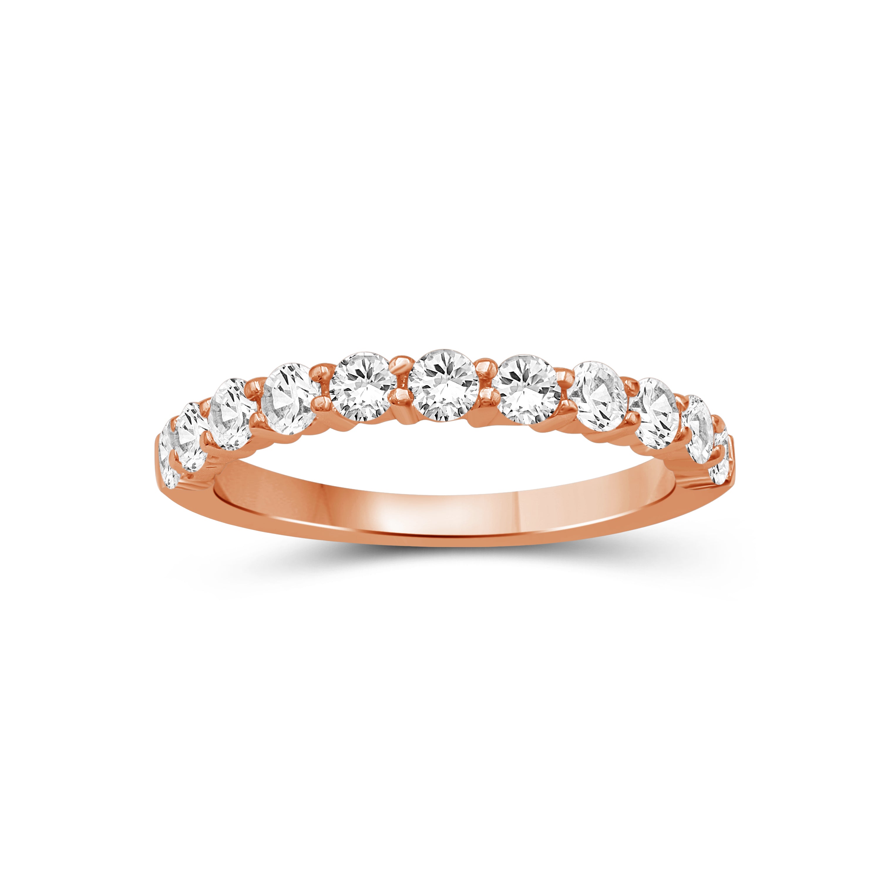 1.00 -3.00 Carat T.W. Round-cut Lab Grown Diamond (F/VS+) 14K Gold 11 Stone Band Ring