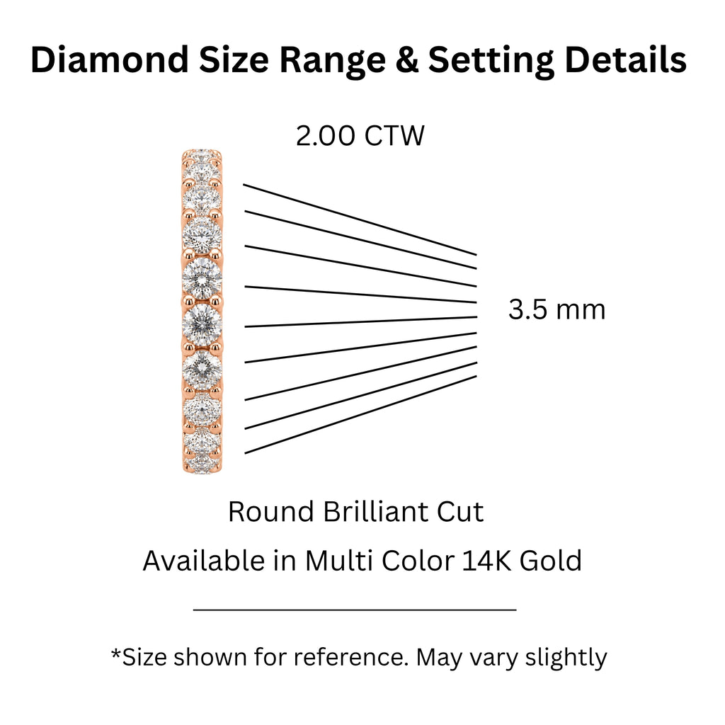 1.00 -3.00 Carat T.W. Round-cut Lab Grown Diamond (F/VS+) 14K Gold 11 Stone Band Ring