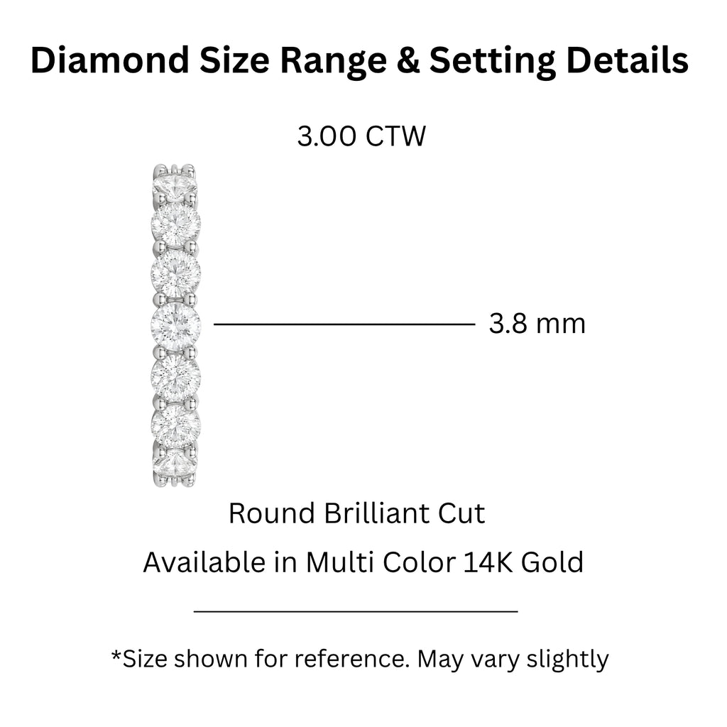 3.00 - 7.00  Carat T.W. Round-cut Lab Grown Diamond (F/VS+) 14K Gold Eternity Band Ring