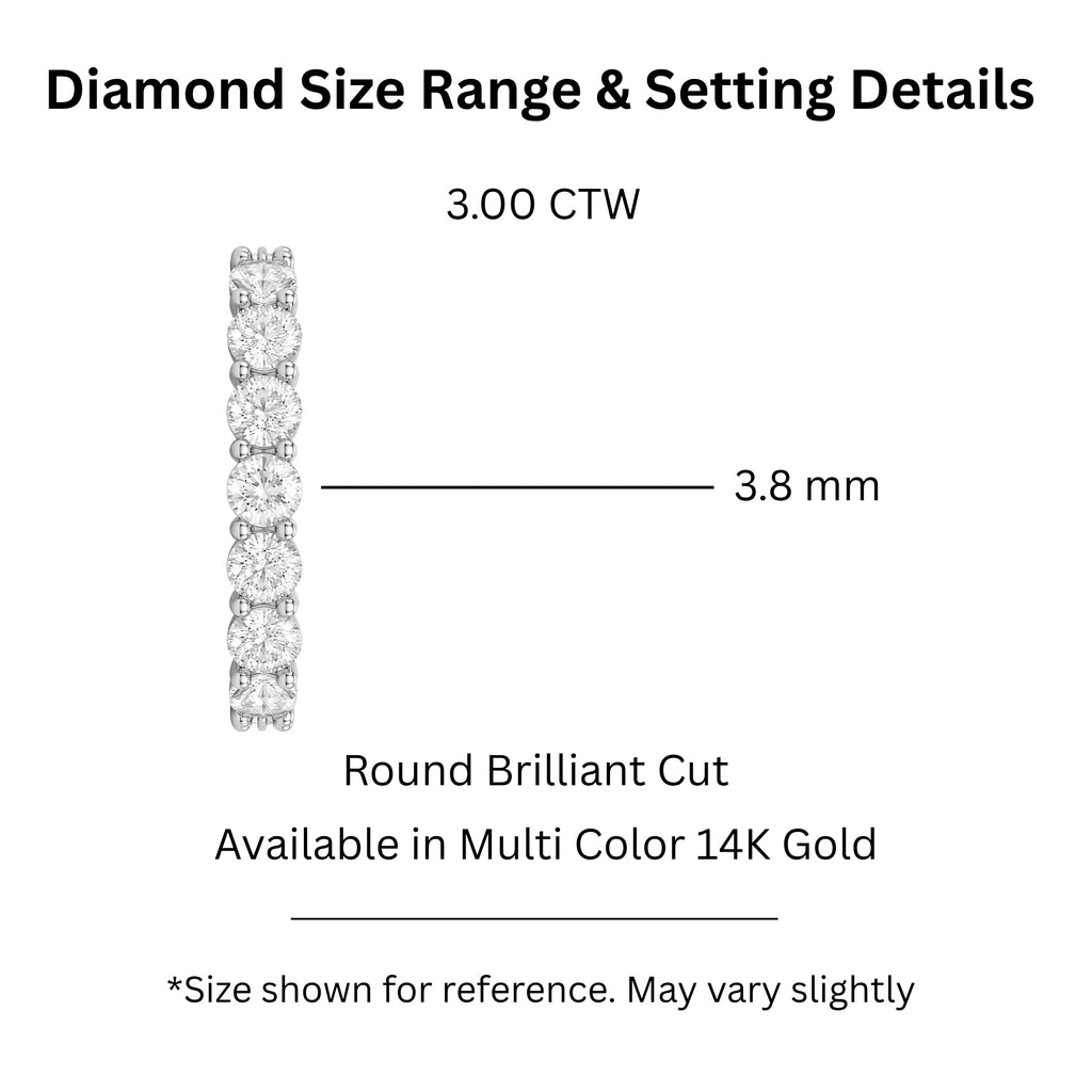 3.00 - 7.00  Carat T.W. Round-cut Lab Grown Diamond (F/VS+) 14K Gold Eternity Band Ring