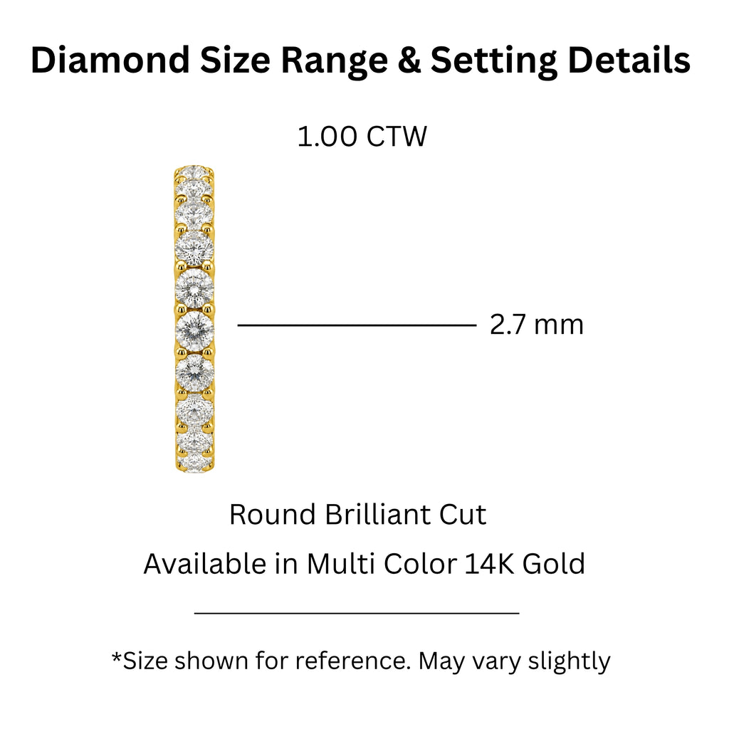 0.50 -1.00 Carat T.W. Round-cut Lab Grown Diamond (F/VS+) 14K Gold 13 Stone Band Ring