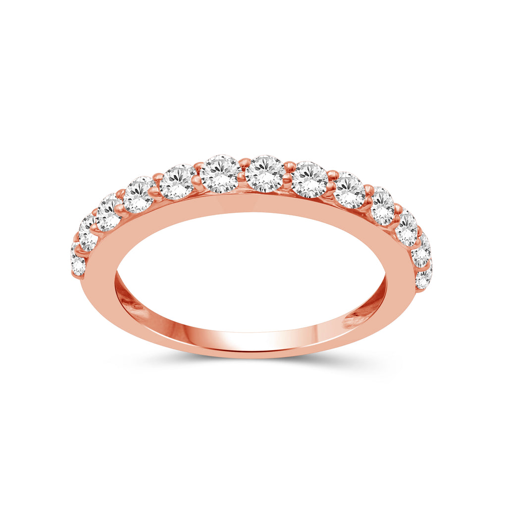 0.50 -1.00 Carat T.W. Round-cut Lab Grown Diamond (F/VS+) 14K Gold 13 Stone Band Ring