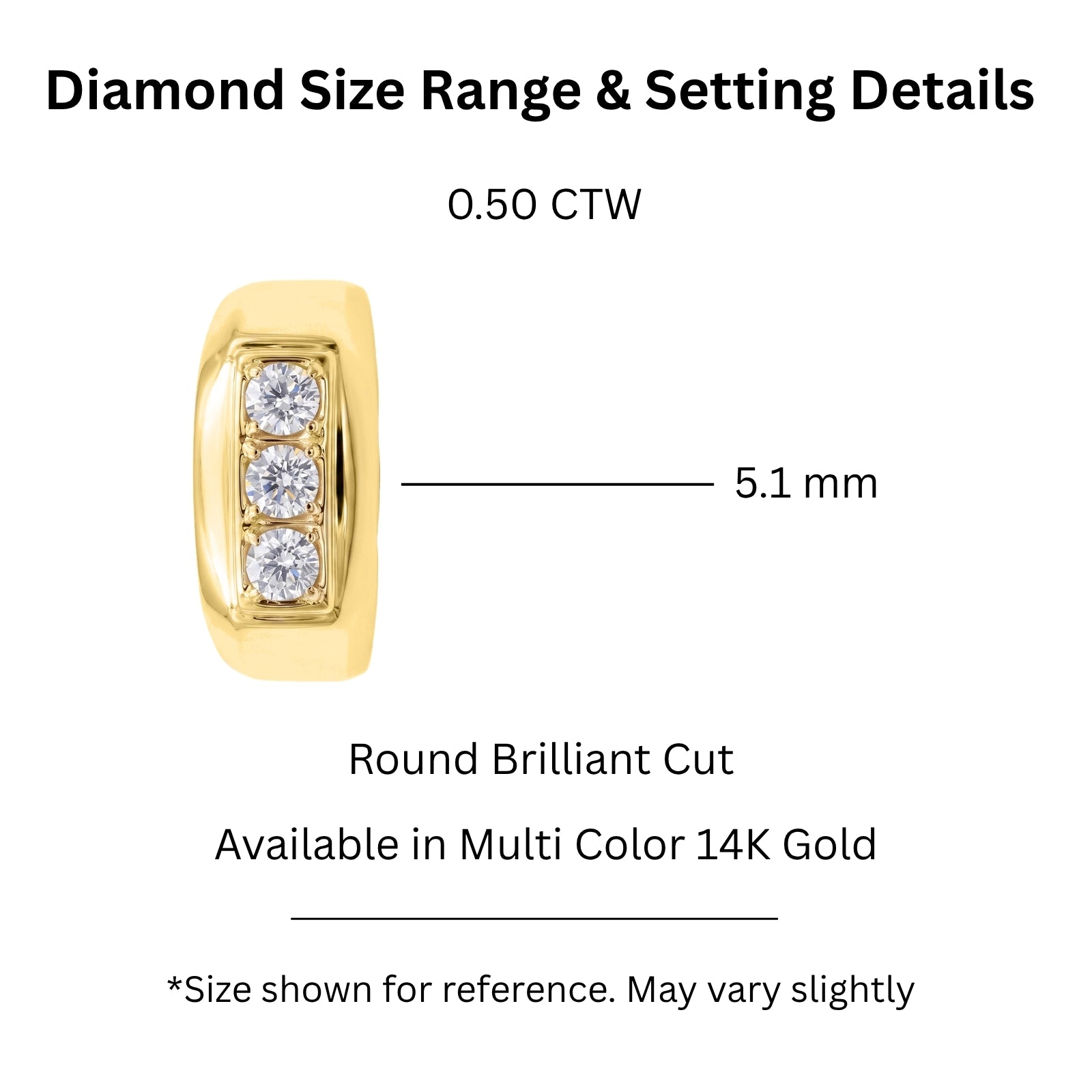 0.50 -1.00 Carat T.W. Round-cut Lab Grown Diamond (F/VS+) 14K Gold 3 Stone Men's Ring