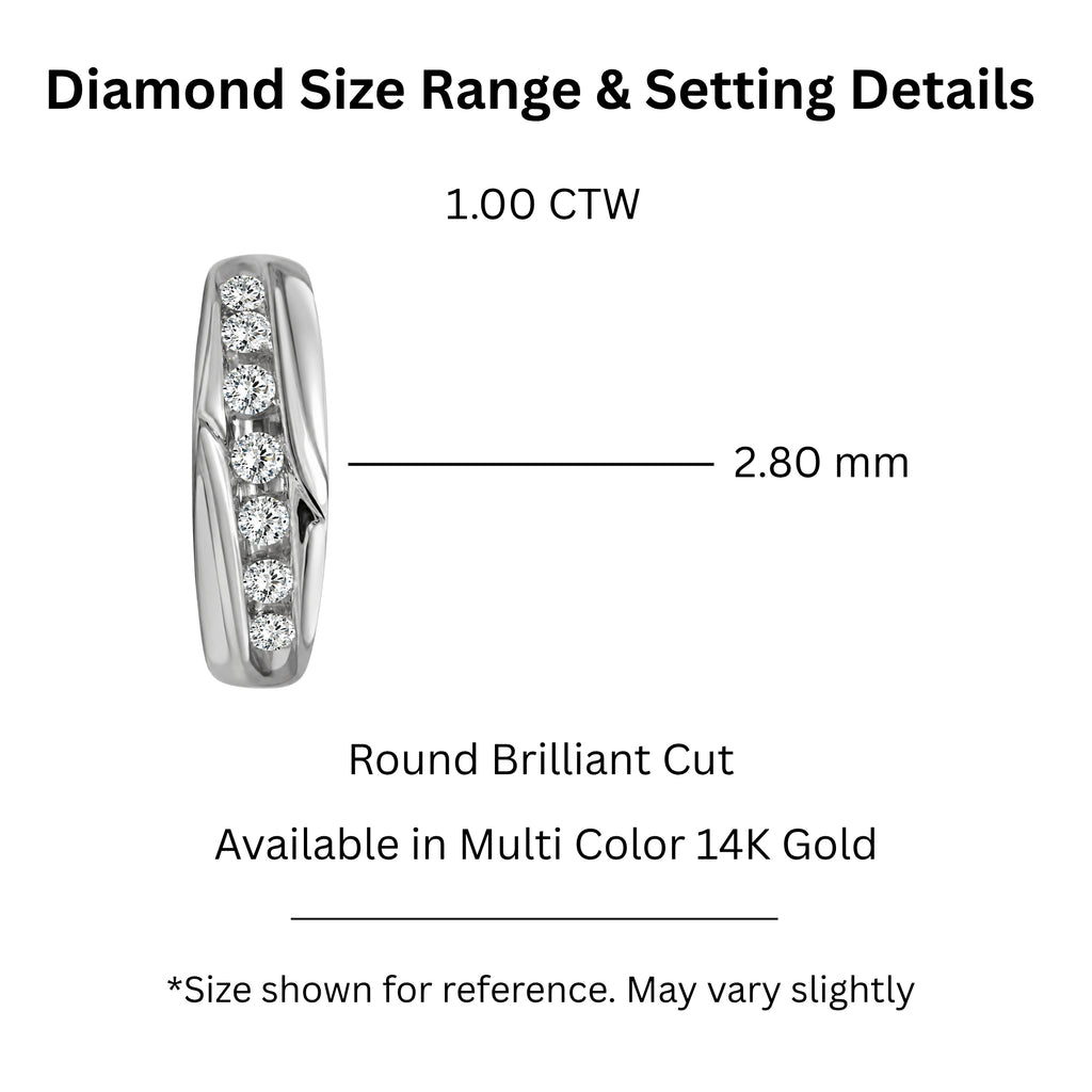 1.00 Carat T.W. Round-cut Lab Grown Diamond (F/VS+) 14K Gold 7 Stone Men's Ring