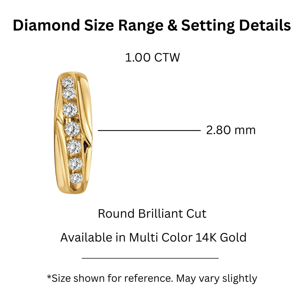 1.00 Carat T.W. Round-cut Lab Grown Diamond (F/VS+) 14K Gold 7 Stone Men's Ring