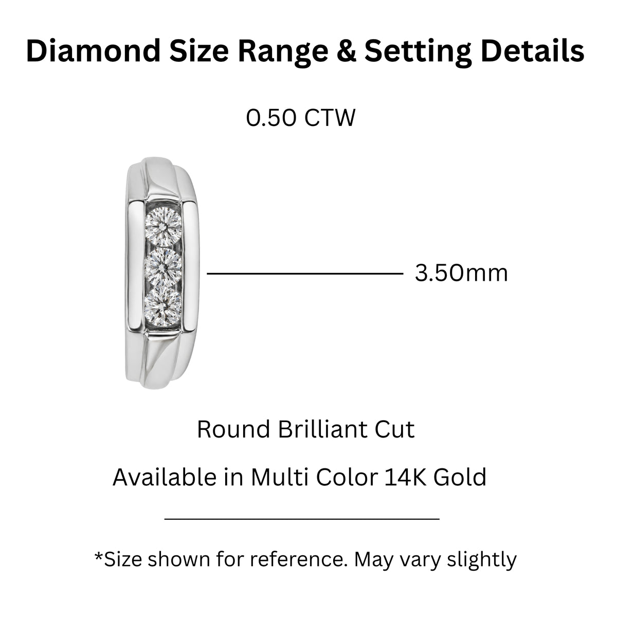0.50 Carat T.W. Round-cut Lab Grown Diamond (F/VS+) 14K Gold 3 Stone Men's Ring