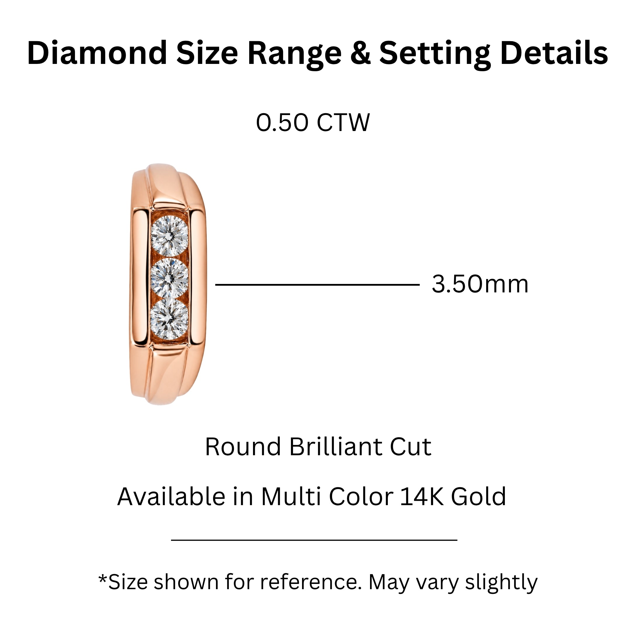 0.50 Carat T.W. Round-cut Lab Grown Diamond (F/VS+) 14K Gold 3 Stone Men's Ring