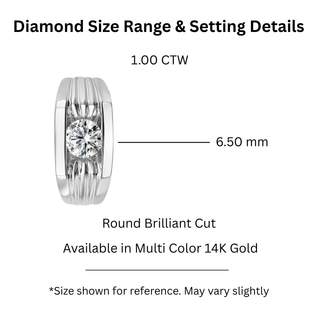 1.00 Carat T.W. Round-cut Lab Grown Diamond (F/VS+) 14K Gold Men's Ring