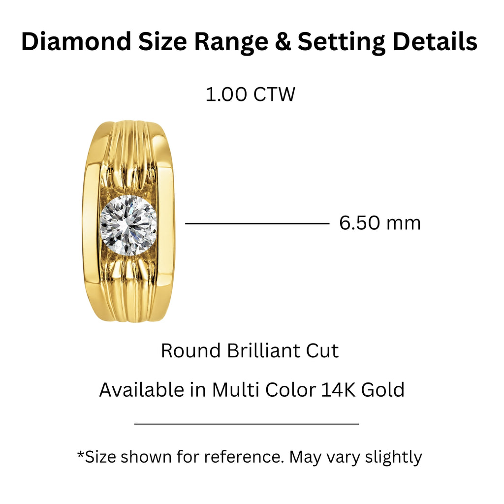 1.00 Carat T.W. Round-cut Lab Grown Diamond (F/VS+) 14K Gold Men's Ring