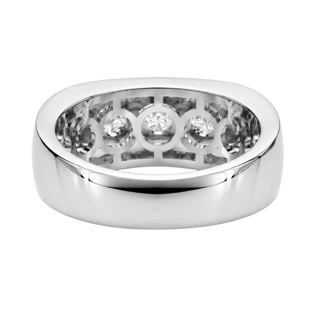 1.00 Carat T.W. Round-cut Lab Grown Diamond (F/VS+) 14K Gold 3 Stone Men's Ring