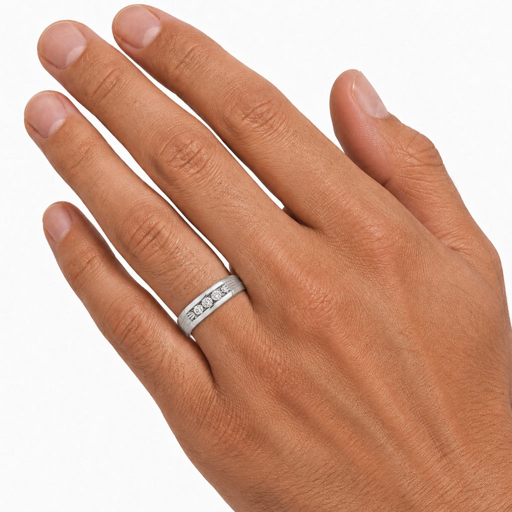 1.00 Carat T.W. Round-cut Lab Grown Diamond (F/VS+) 14K Gold 3 Stone Men's Ring