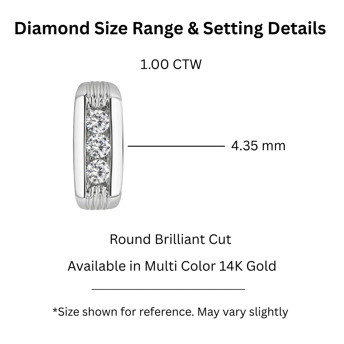 1.00 Carat T.W. Round-cut Lab Grown Diamond (F/VS+) 14K Gold 3 Stone Men's Ring