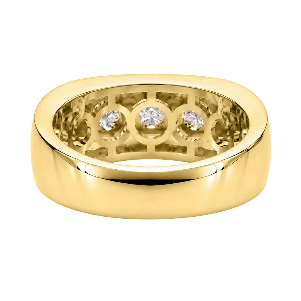 1.00 Carat T.W. Round-cut Lab Grown Diamond (F/VS+) 14K Gold 3 Stone Men's Ring