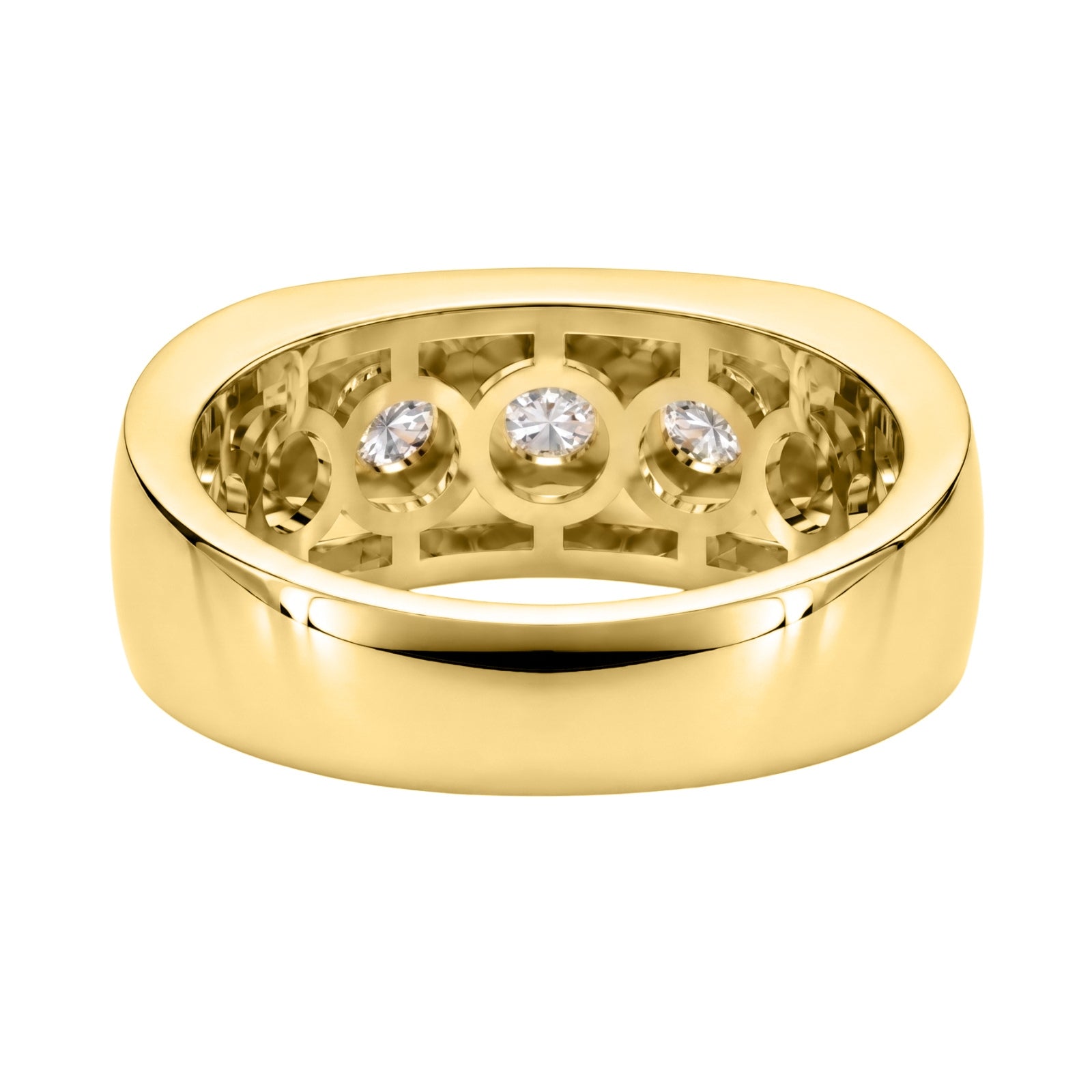 1.00 Carat T.W. Round-cut Lab Grown Diamond (F/VS+) 14K Gold 3 Stone Men's Ring