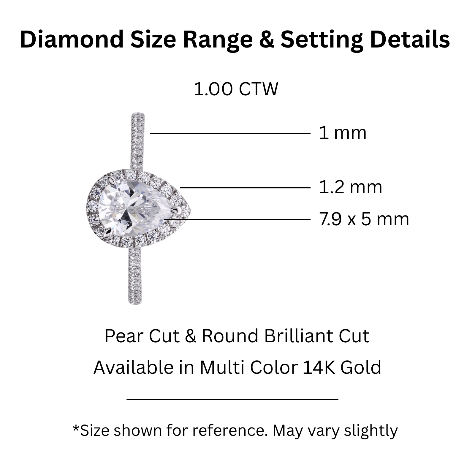 1.00-3.50 Carat T.W. Pear & Round-cut Lab Grown Diamond (F/VS+) 14K Gold Halo Ring