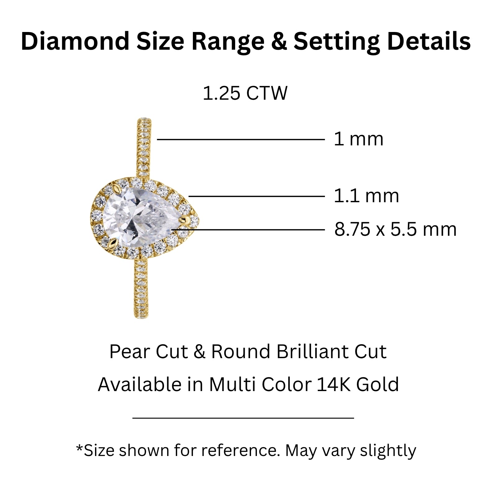 1.00-3.50 Carat T.W. Pear & Round-cut Lab Grown Diamond (F/VS+) 14K Gold Halo Ring