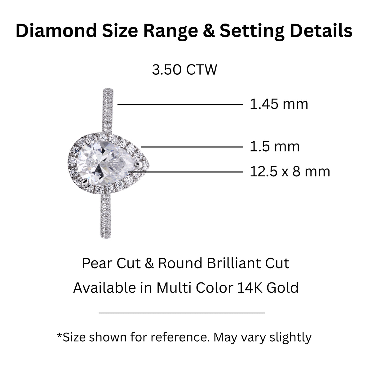 1.00-3.50 Carat T.W. Pear & Round-cut Lab Grown Diamond (F/VS+) 14K Gold Halo Ring