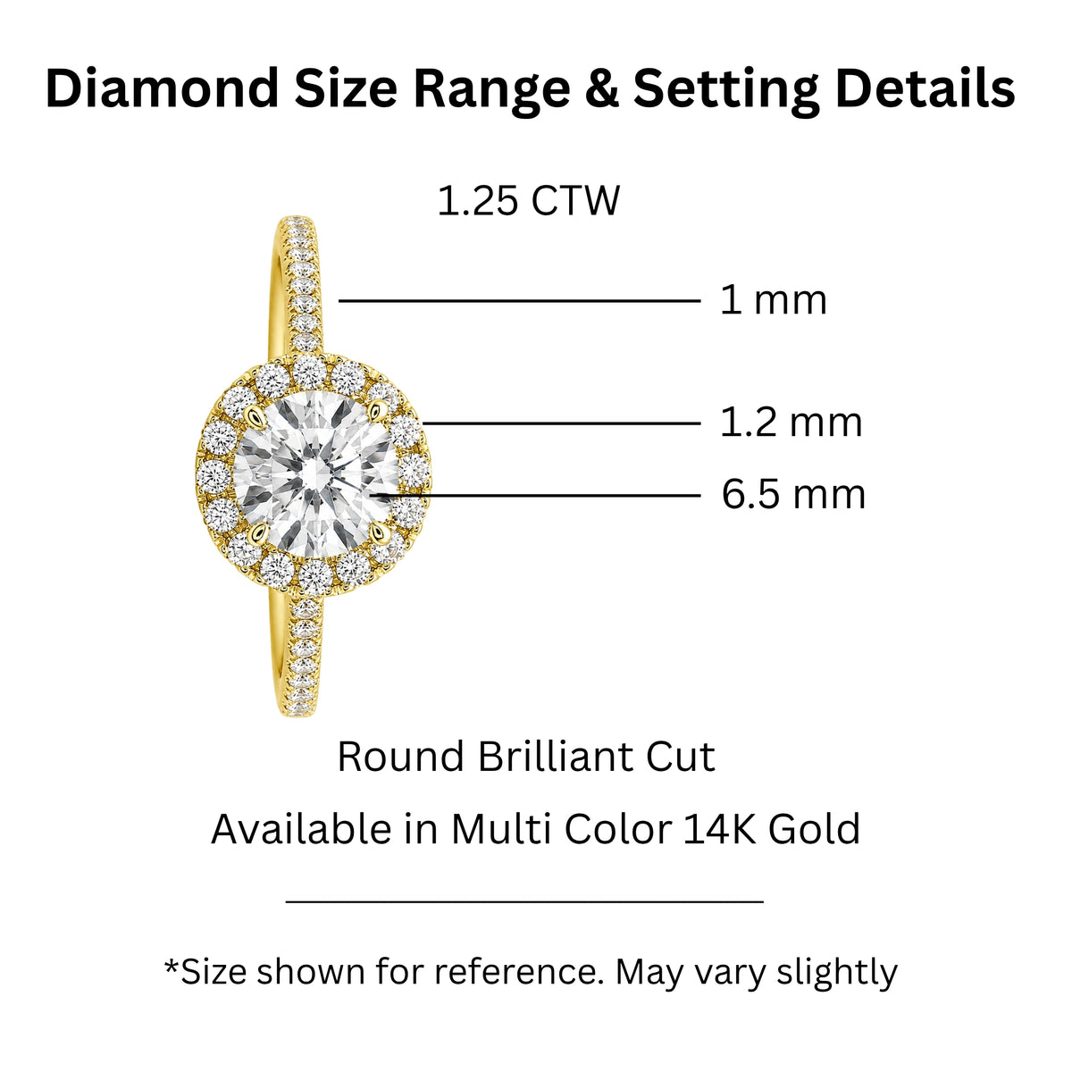 1.00-3.50 Carat T.W. Round-cut Lab Grown Diamond (F/VS+) 14K Gold Halo Ring