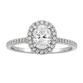 1.00-3.50 Carat T.W. Oval & Round-cut Lab Grown Diamond (F/VS+) 14K Gold Halo Ring