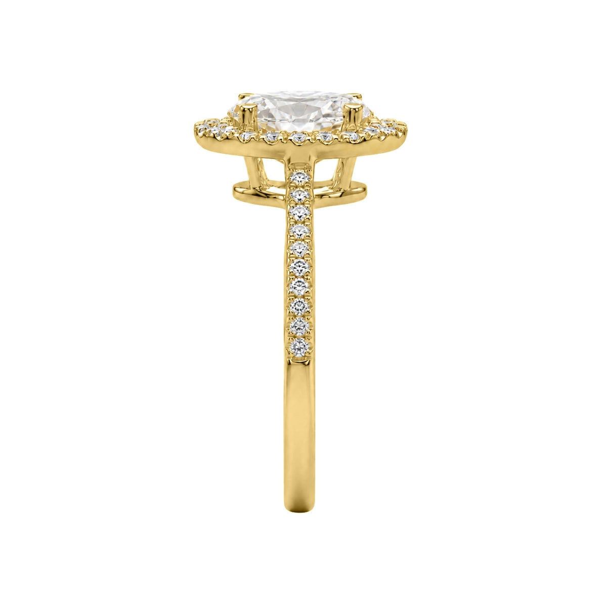 1.00-3.50 Carat T.W. Oval & Round-cut Lab Grown Diamond (F/VS+) 14K Gold Halo Ring