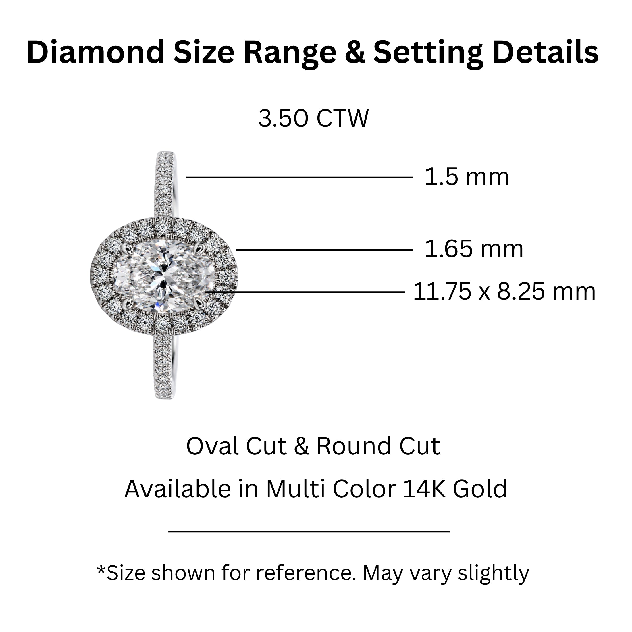 1.00-3.50 Carat T.W. Oval & Round-cut Lab Grown Diamond (F/VS+) 14K Gold Halo Ring