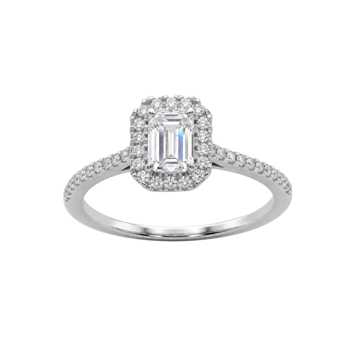 1-3.5 ctw Mixed Shape Halo Engagement Ring