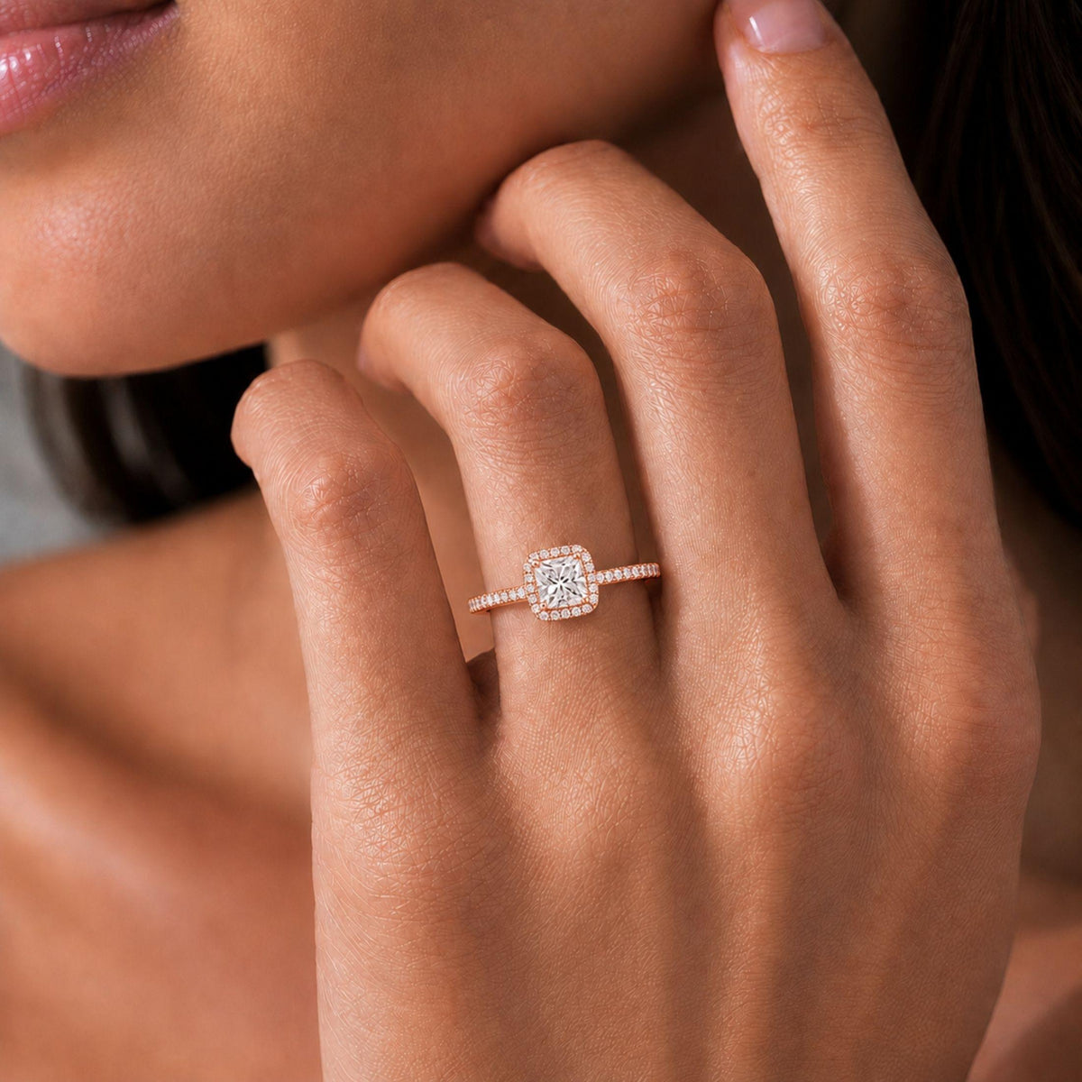 Diamonair Halo Ring Set - Lab Grown Diamond 14K Gold Halo Ring