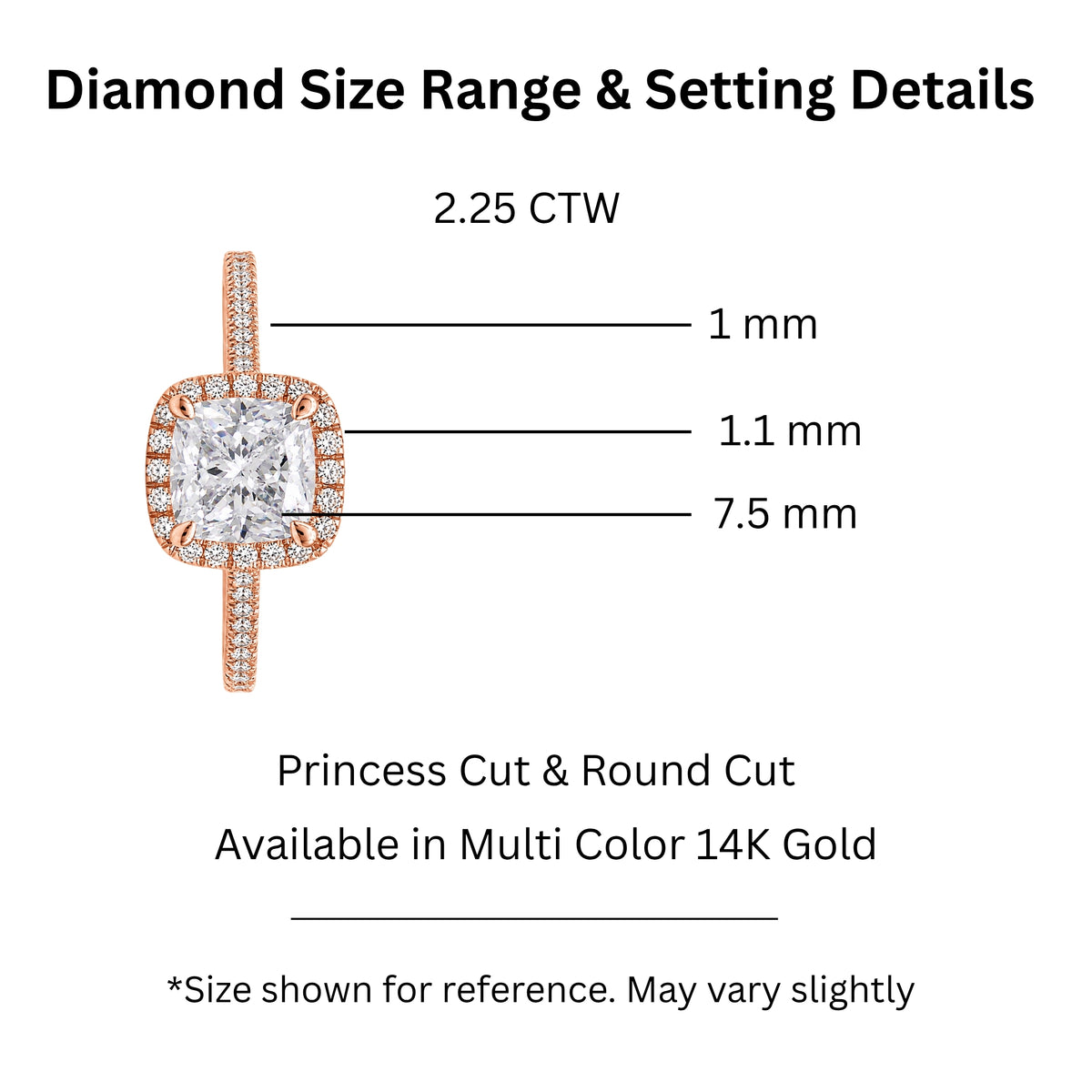 1.00-3.50 Carat T.W. Cushion & Round-cut Lab Grown Diamond (F/VS+) 14K Gold Halo Ring
