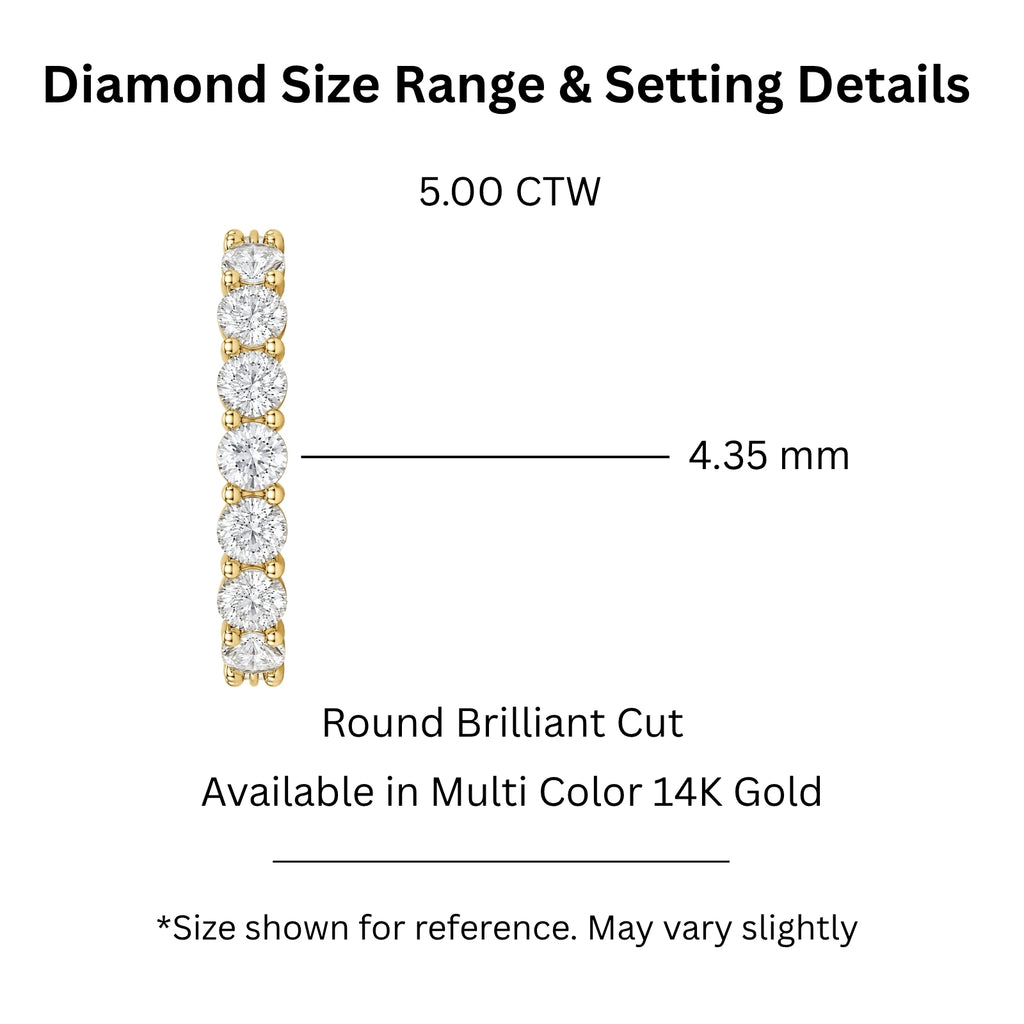 3.00 - 7.00  Carat T.W. Round-cut Lab Grown Diamond (F/VS+) 14K Gold Eternity Band Ring