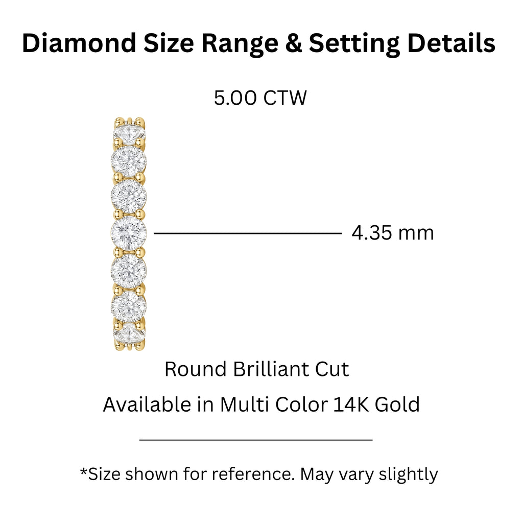 3.00 - 7.00  Carat T.W. Round-cut Lab Grown Diamond (F/VS+) 14K Gold Eternity Band Ring
