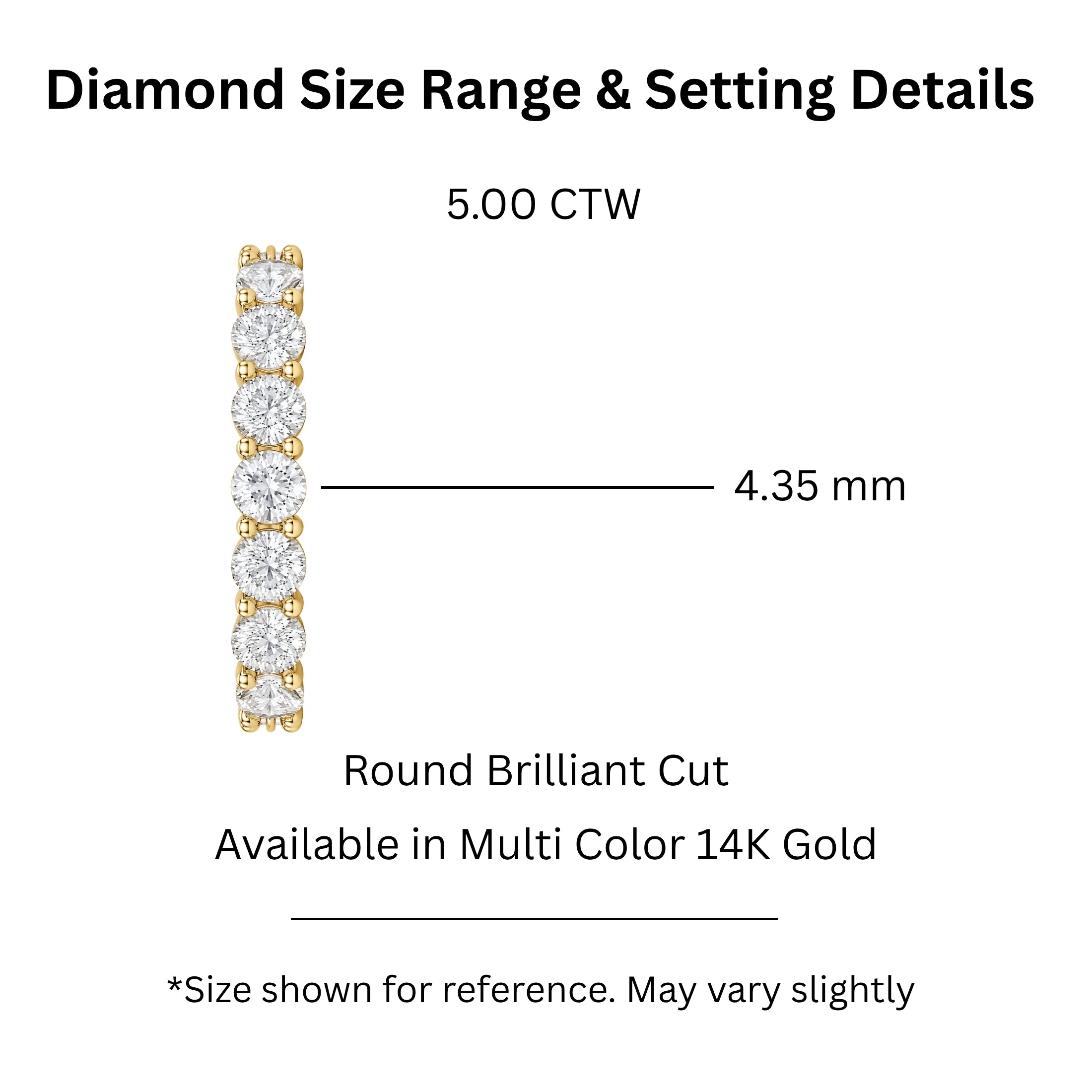 3.00 - 7.00  Carat T.W. Round-cut Lab Grown Diamond (F/VS+) 14K Gold Eternity Band Ring