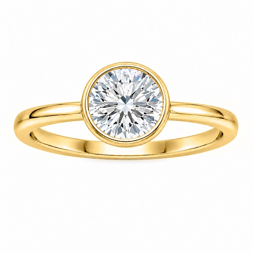 Diamonair Solitaire Ring Set - Lab Grown Diamond 14K Gold Bezel Solitaire Ring
