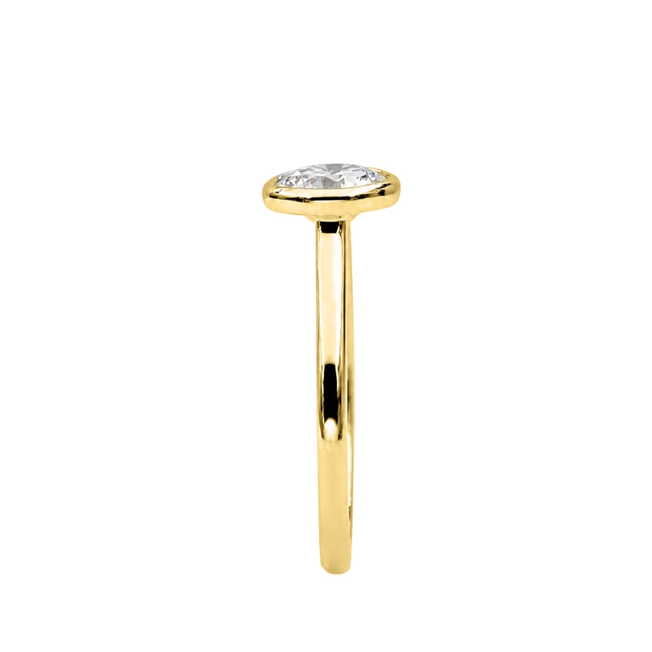 1.00-6.00 Carat T.W. Round-cut IGI Certified Lab Grown Diamond (F/VS+) 14K Gold Bezel Set Ring