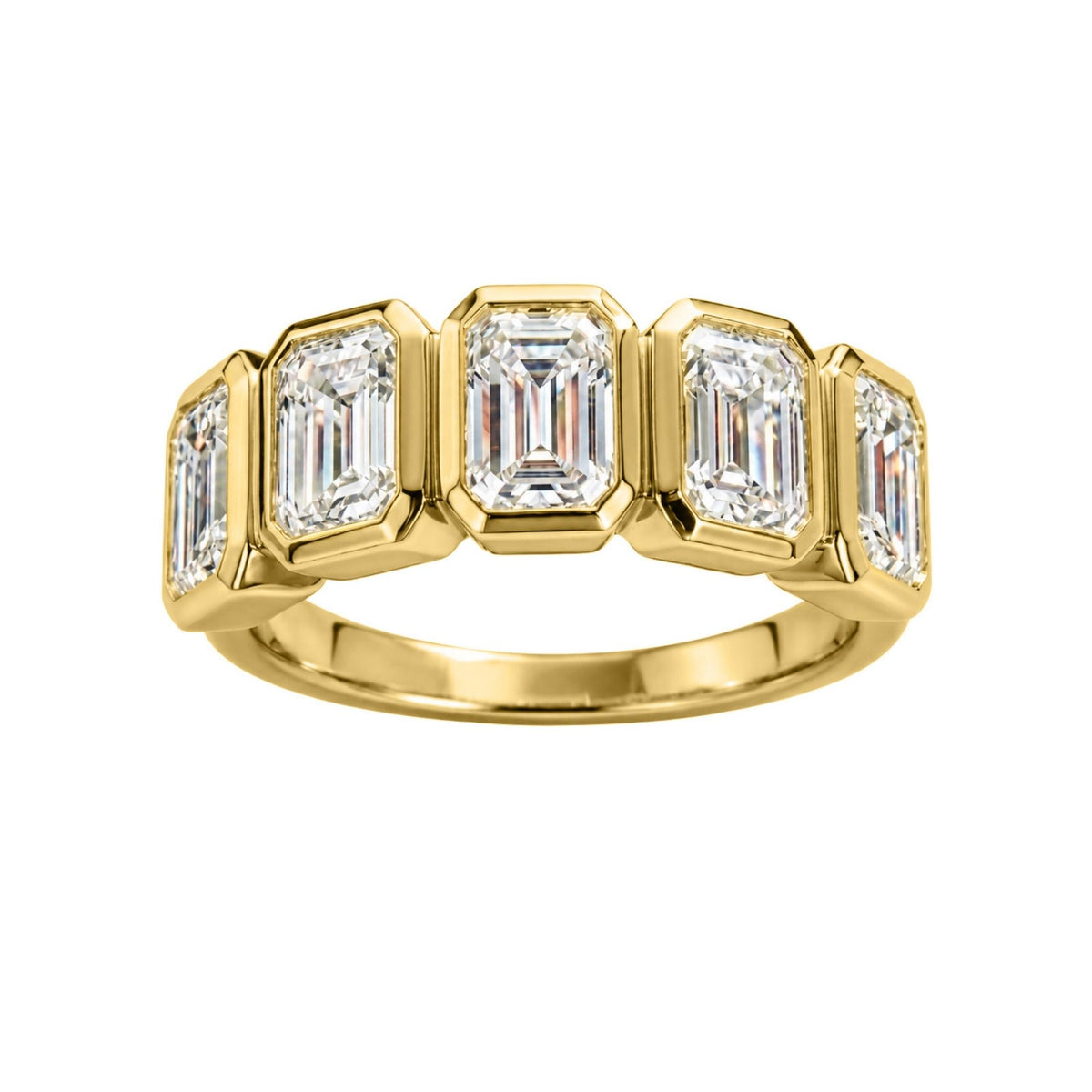 Diamonair 5 Stone Bezel Ring set - Lab Grown Diamond 14K Gold 5 Stone Bezel Ring