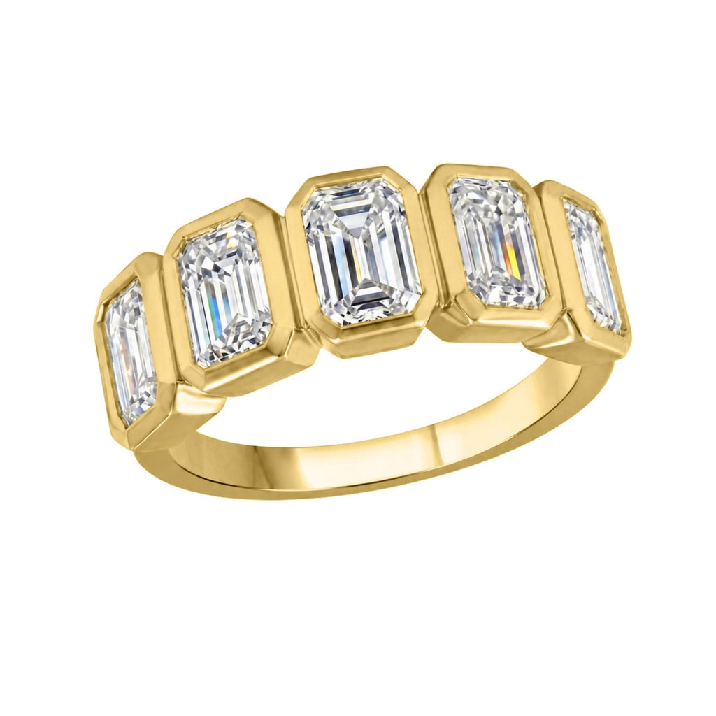 Diamonair 5 Stone Bezel Ring set - Lab Grown Diamond 14K Gold 5 Stone Bezel Ring