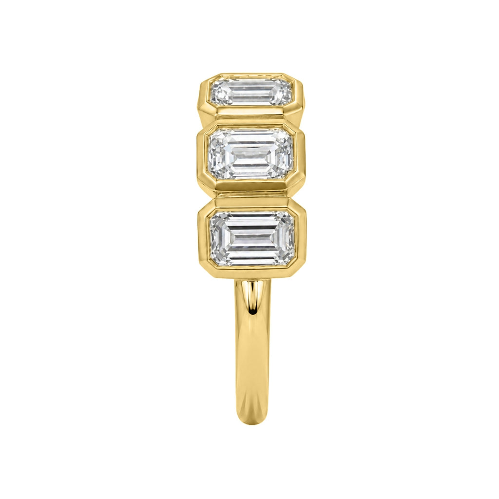 3.00 Carat T.W. Emerald-cut Lab Grown Diamond (F/VS+) 14K Gold Bezel Set 5 Stone Band Ring