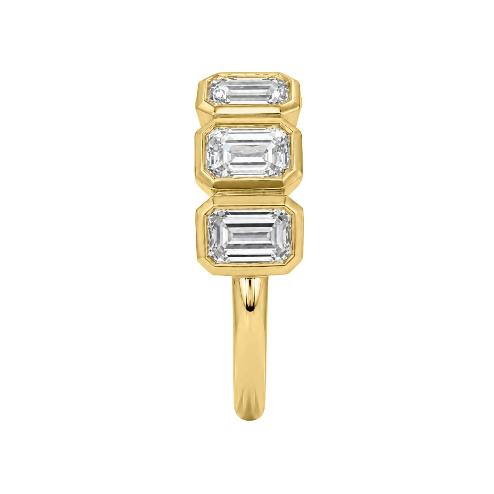 3.00 Carat T.W. Emerald-cut Lab Grown Diamond (F/VS+) 14K Gold Bezel Set 5 Stone Band Ring