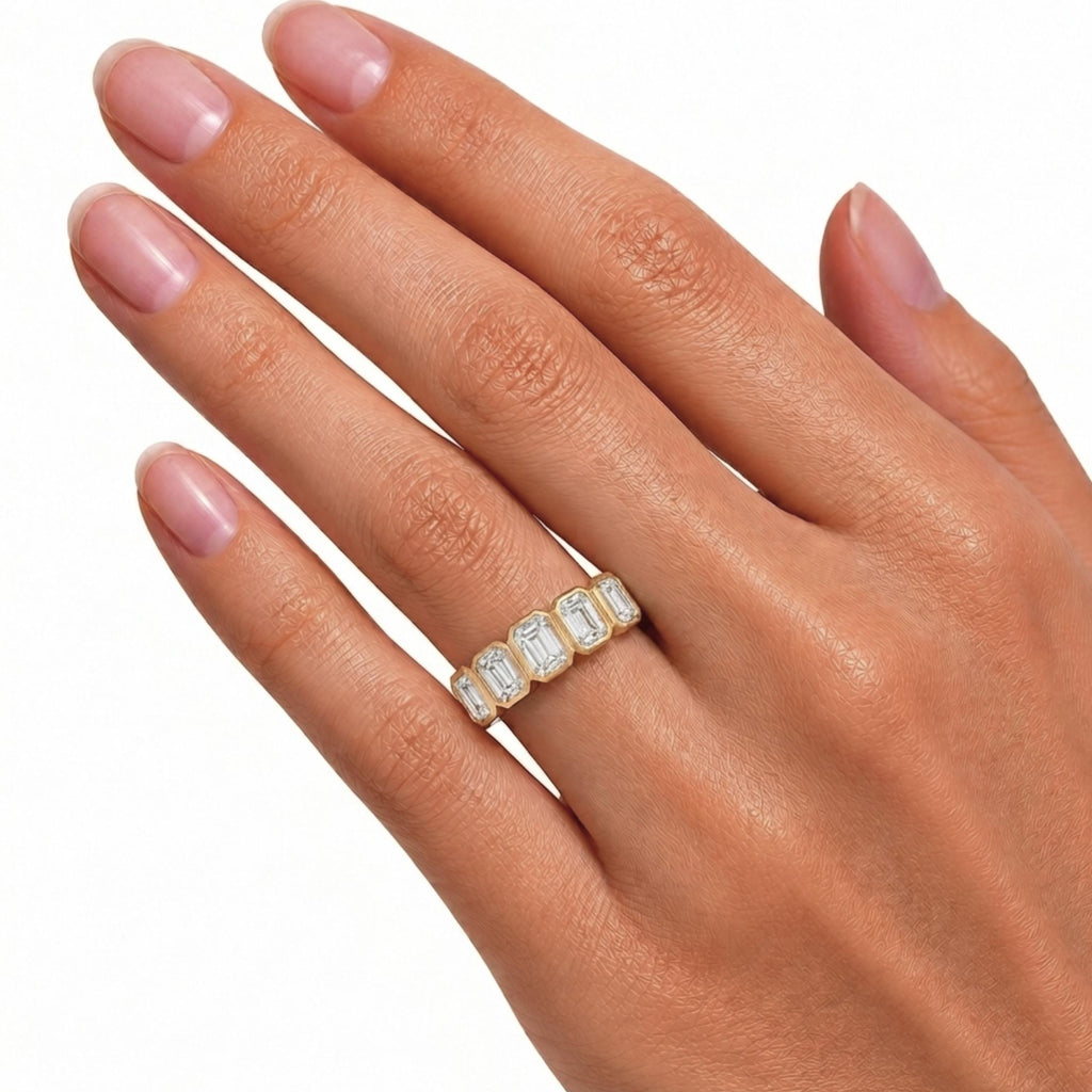 Diamonair 5 Stone Bezel Ring set - Lab Grown Diamond 14K Gold 5 Stone Bezel Ring