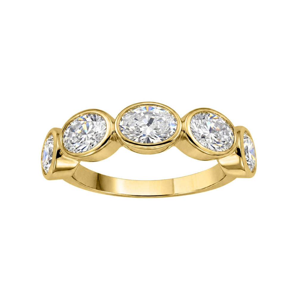 Diamonair 5 Stone Bezel Ring set - Lab Grown Diamond 14K Gold 5 Stone Bezel Ring