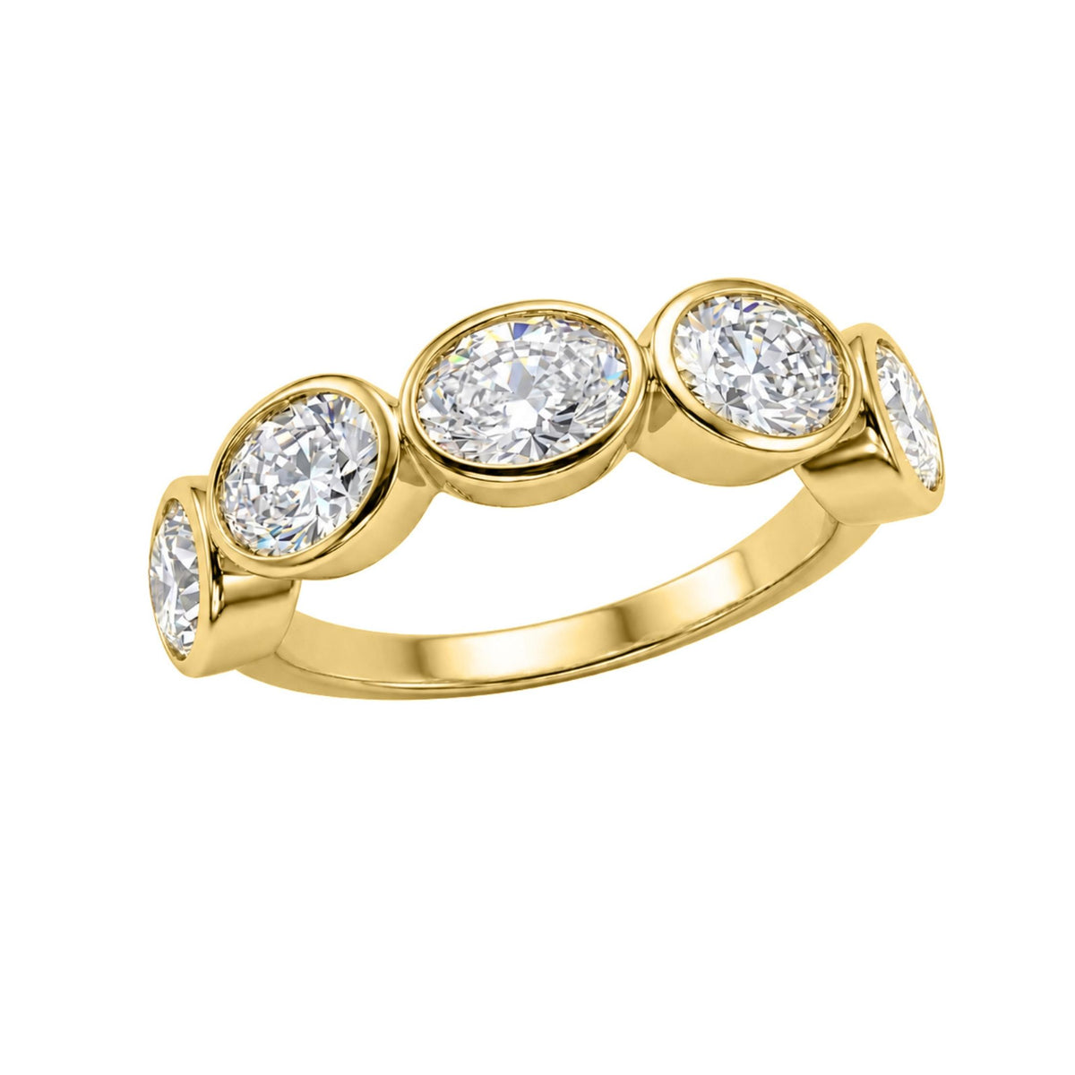 Diamonair 5 Stone Bezel Ring set - Lab Grown Diamond 14K Gold 5 Stone Bezel Ring
