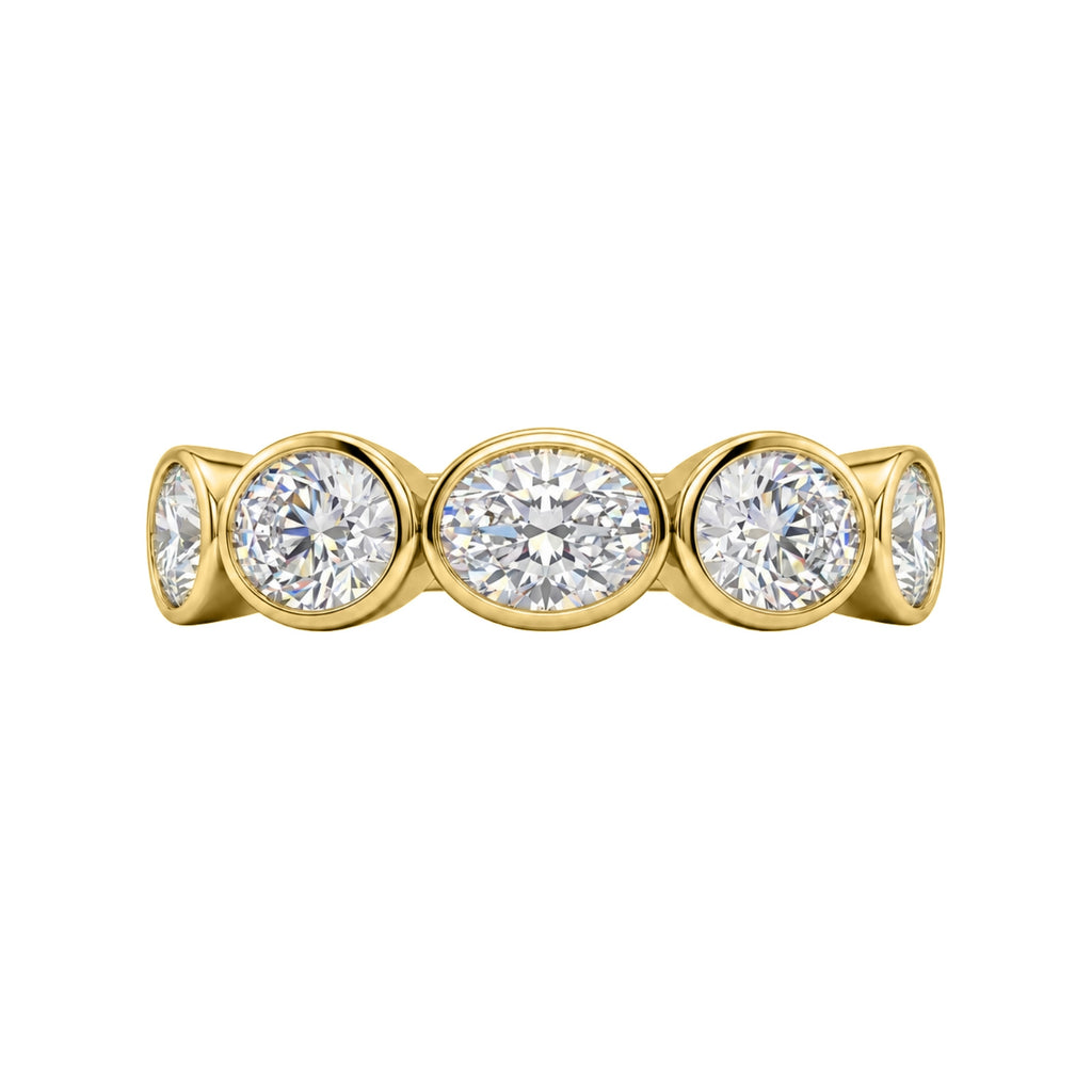 3.00 Carat T.W. Oval-cut Lab Grown Diamond (F/VS+) 14K Gold Bezel Set 5 Stone Band Ring