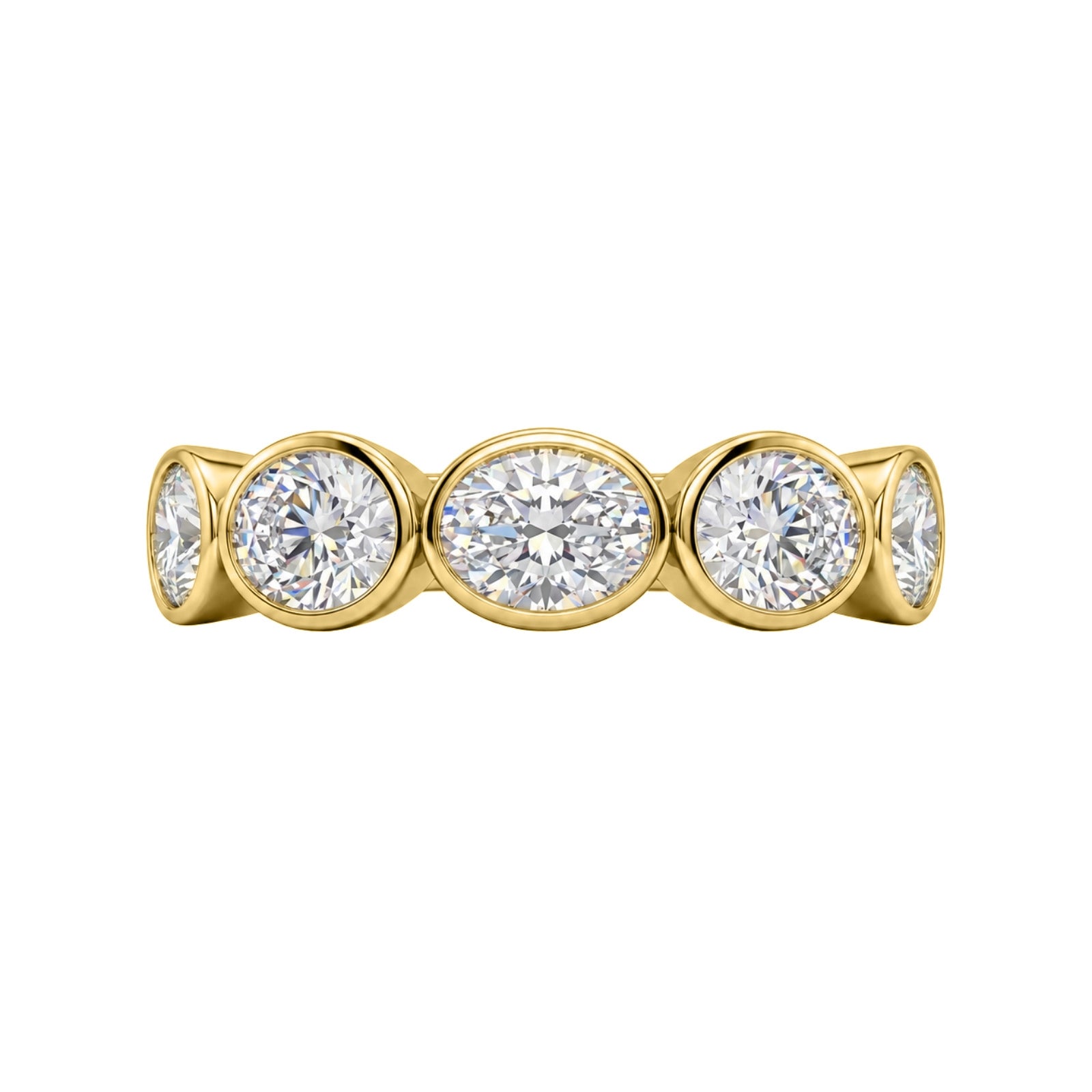 3.00 Carat T.W. Oval-cut Lab Grown Diamond (F/VS+) 14K Gold Bezel Set 5 Stone Band Ring